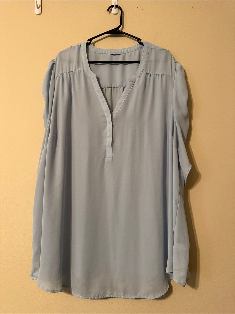 Torrid Light Blue Women’s Roughed Sleeve Split-Neck Blouse